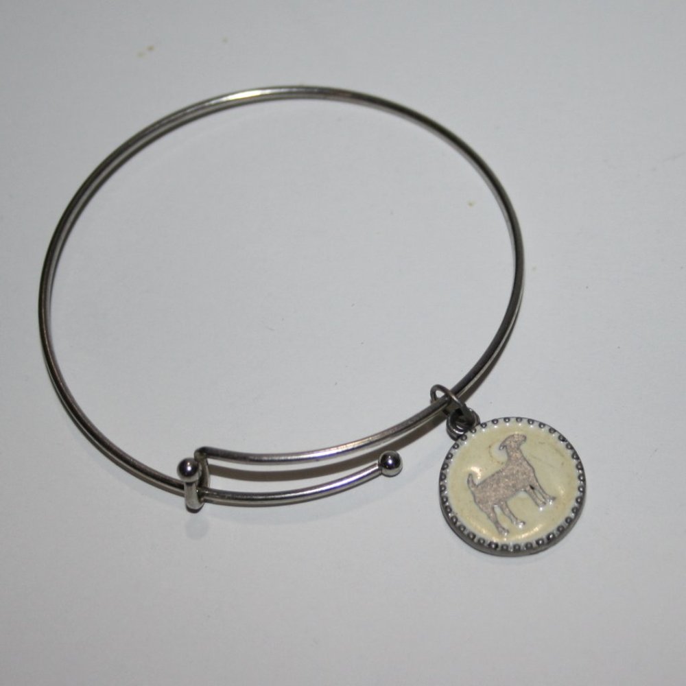Silver Farm Girl Factory Charm bangle bracelet